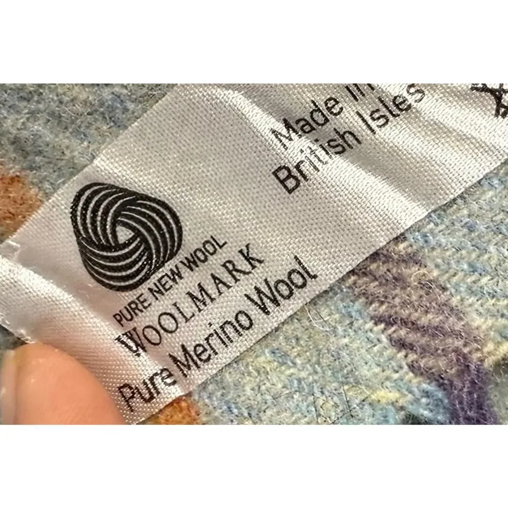 Bronte by Moon Merino Lambswool Throw Blanket Windowpane Gray Made In England